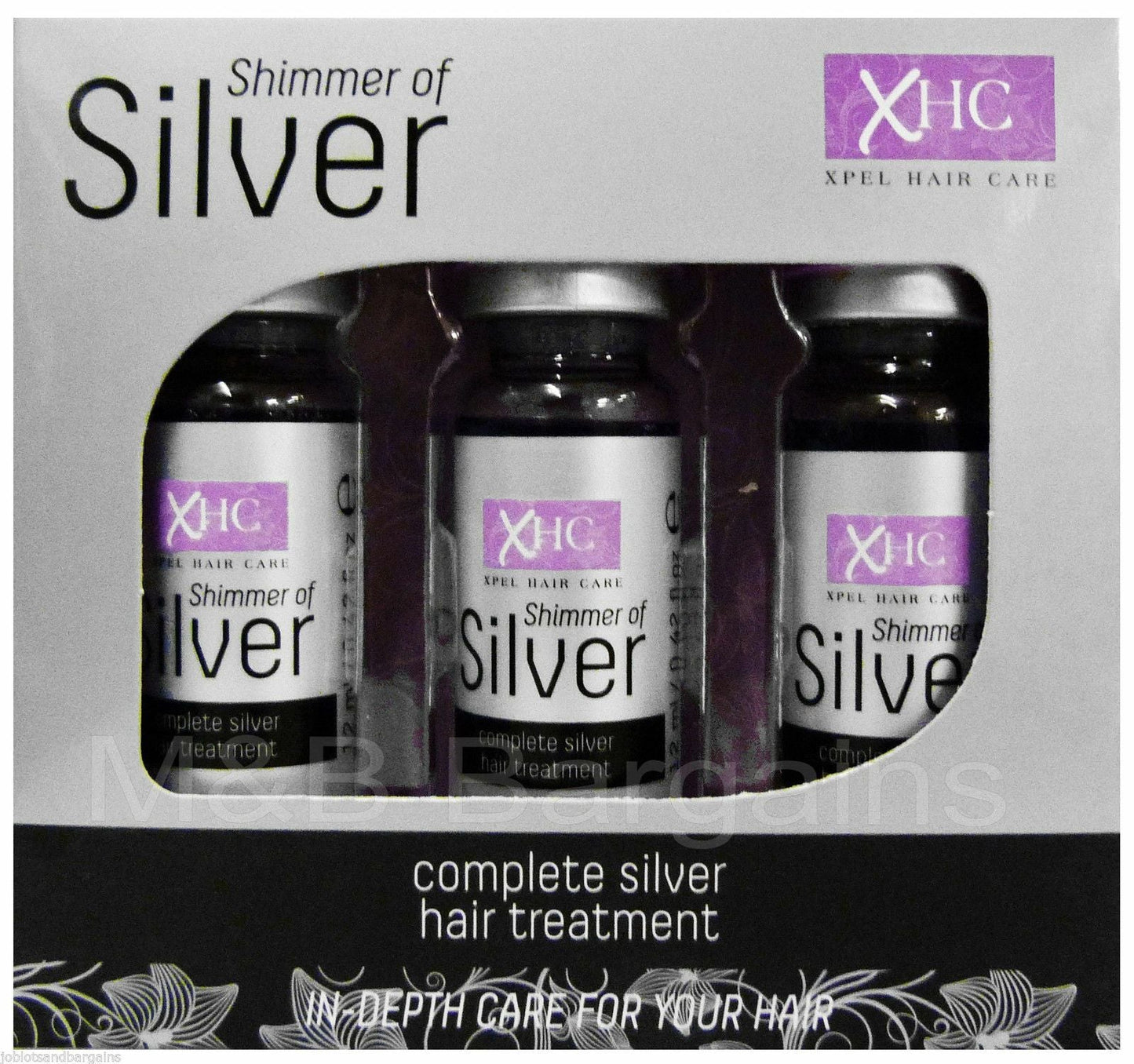 Sérum aclarante para el cabello con queratina con purpurina plateada - 3 x 12 ml