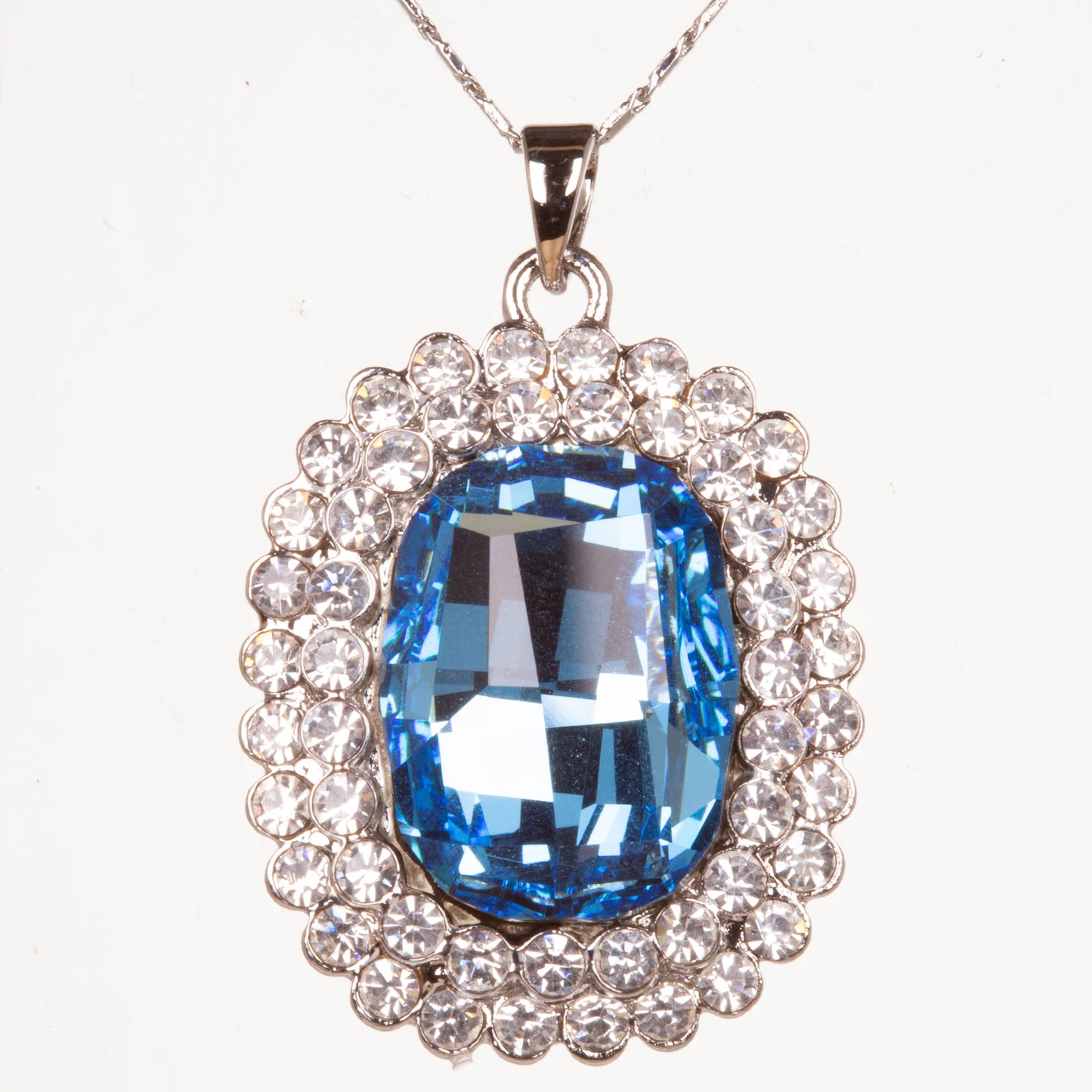 Conjunto de Aleación Bañado en Oro Blanco con Cristal Emporia® Azul