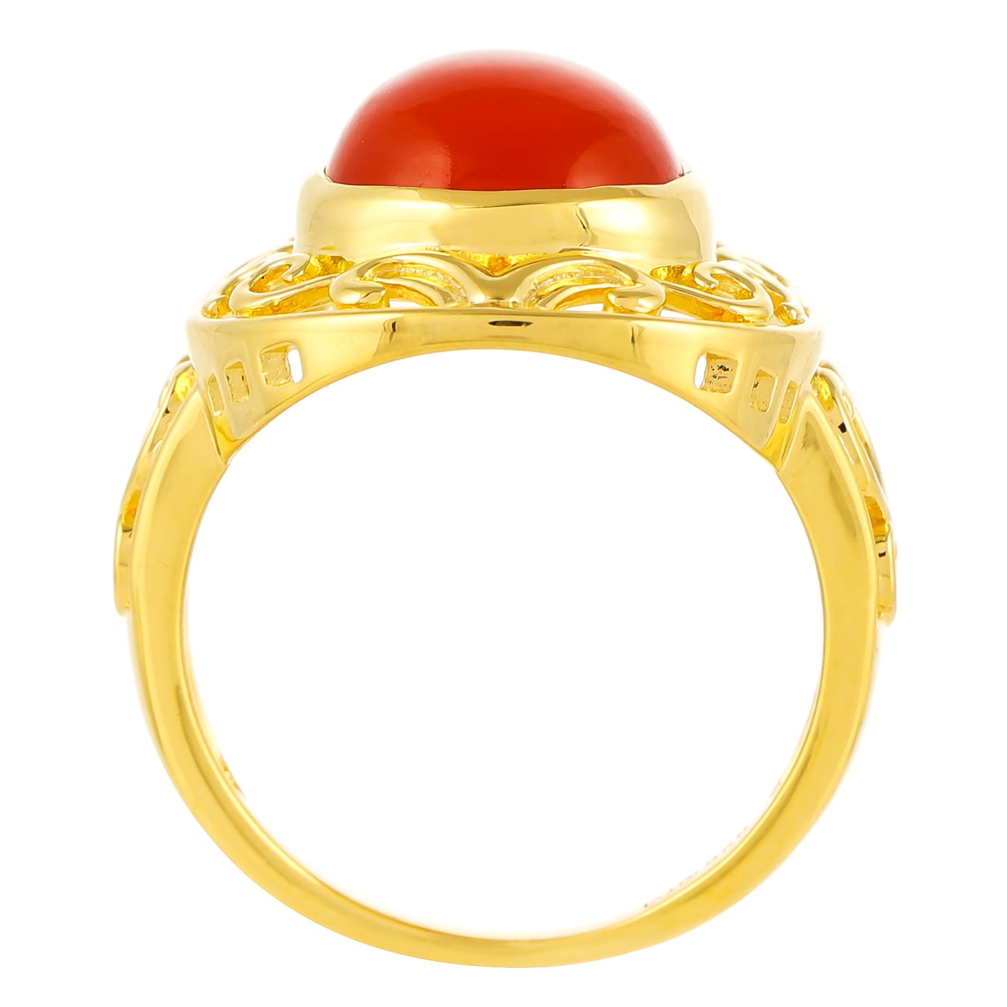 Anillo de Plata Bañada en Oro con Cornalina