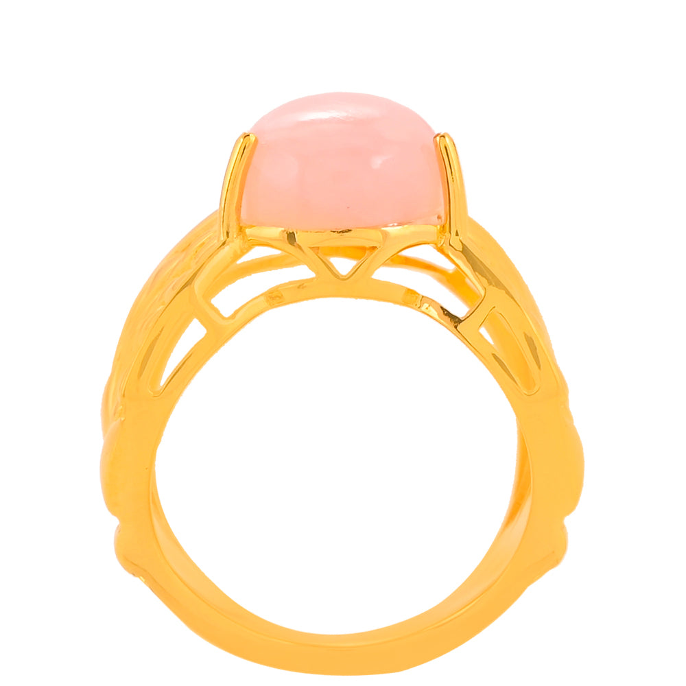 Anillo de Plata Bañada en Oro con Ópalo rosa