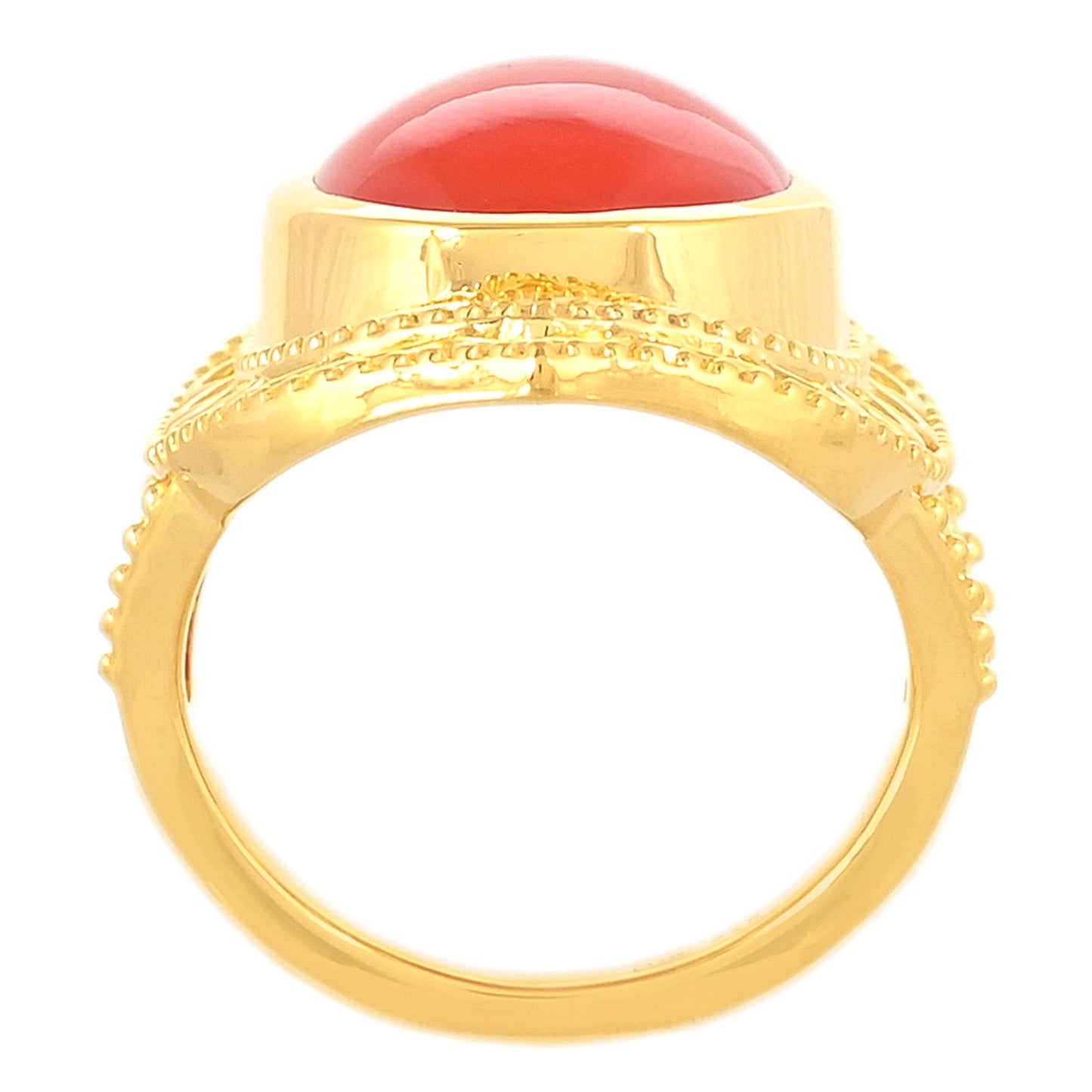 Anillo de Plata Bañada en Oro con Cornalina