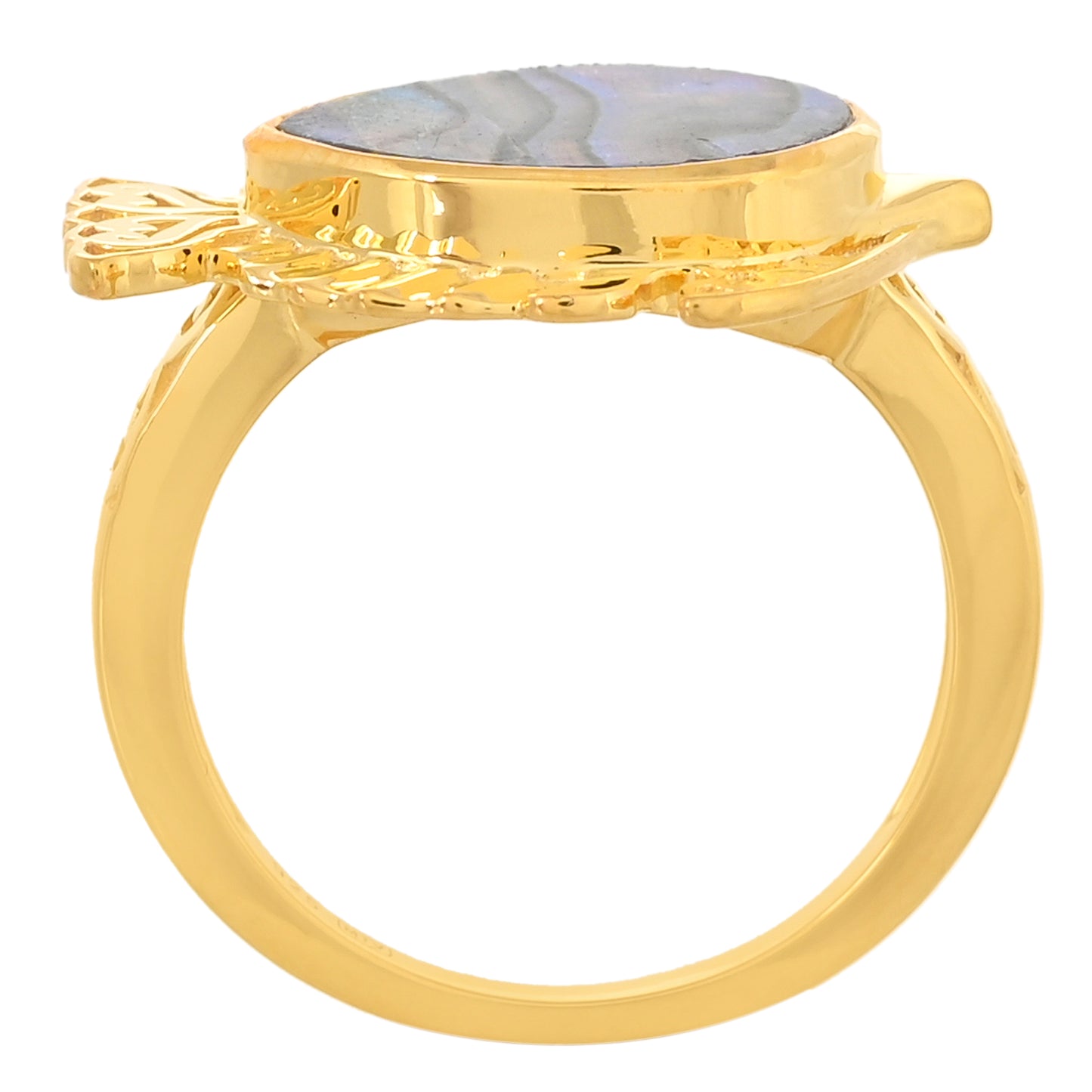 Anillo de Plata Bañada en Oro con Concha de abulón