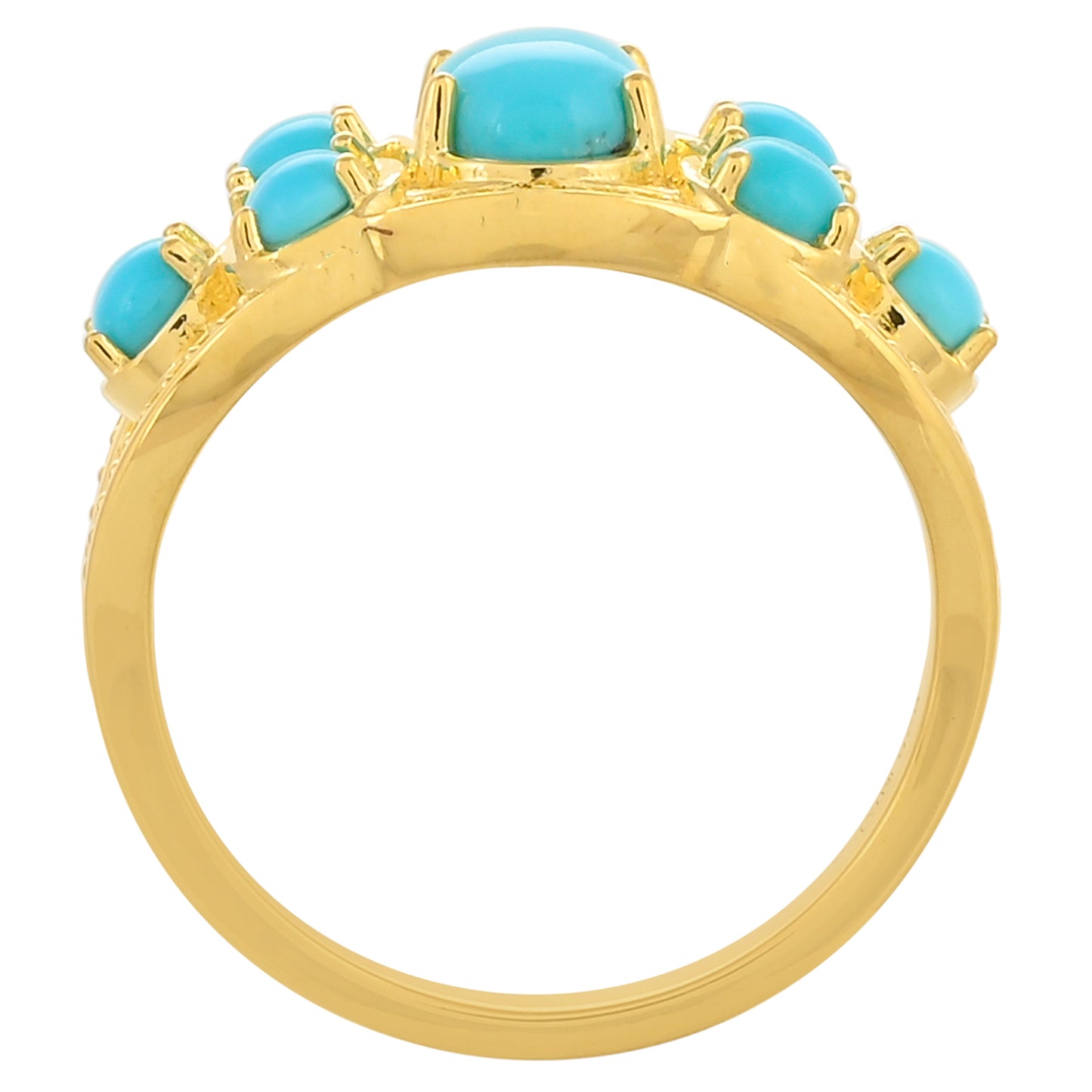 Anillo de Plata Bañada en Oro con Turquesa Bella Durmiente