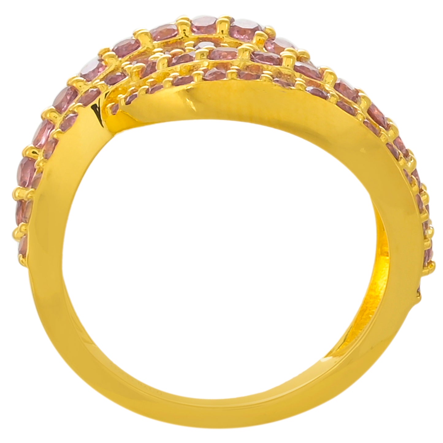 Anillo de Plata Bañada en Oro con Granate Rodolita