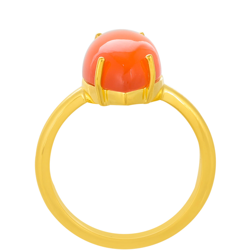 Anillo de Plata Bañada en Oro con Cornalina