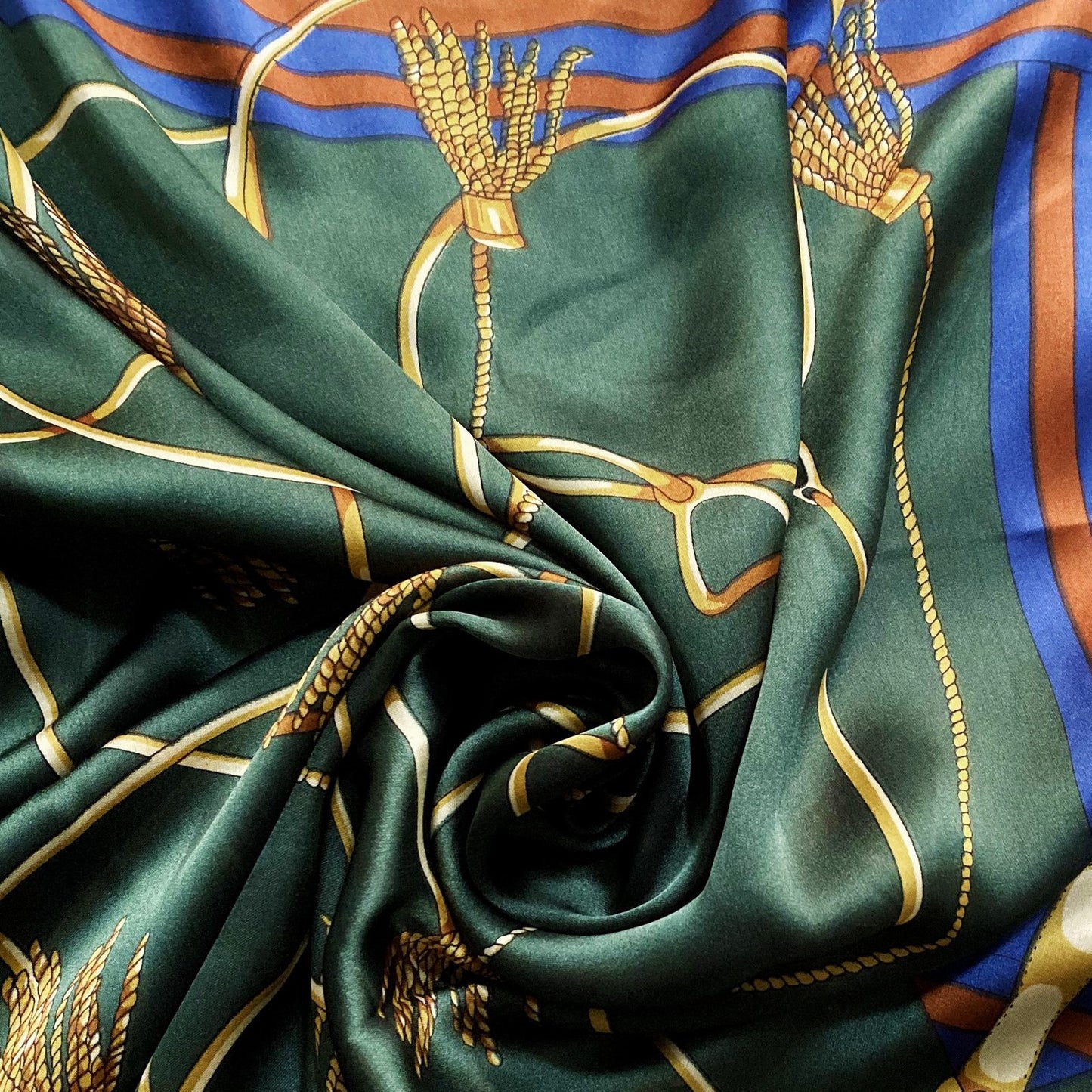 Pañuelo de seda 100% auténtica, 90 cm x 180 cm, verde