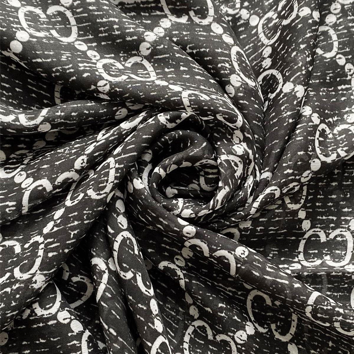 Bufanda de 100% seda auténtica, 90 cm x 180 cm, gris