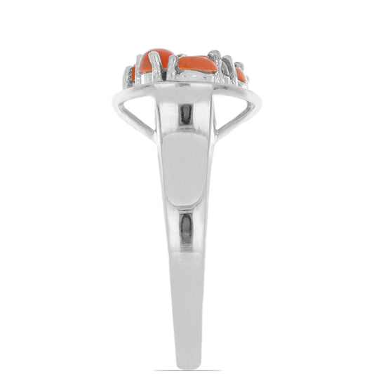 Anillo de Plata con Ópalo Naranja de Lega Dembi y Topacio Blanco