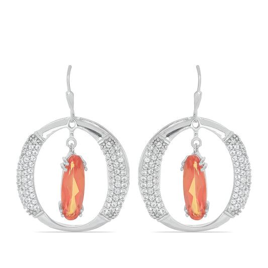Pendientes de Plata con Cuarzo Padparadscha y Topacio Blanco
