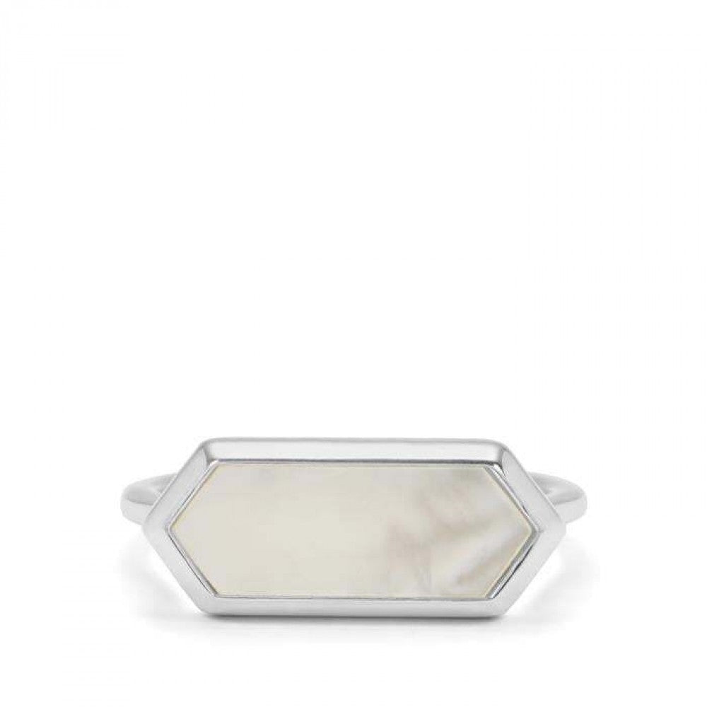 Anillo de Plata Bañada en Oro con Madreperla Rosa