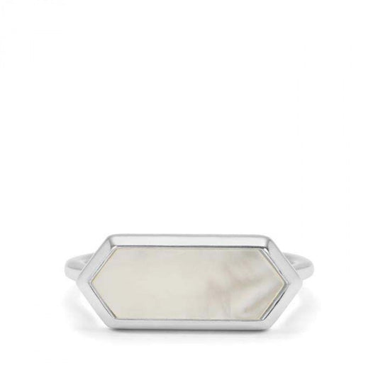 Anillo de Plata Bañada en Oro con Madreperla Rosa