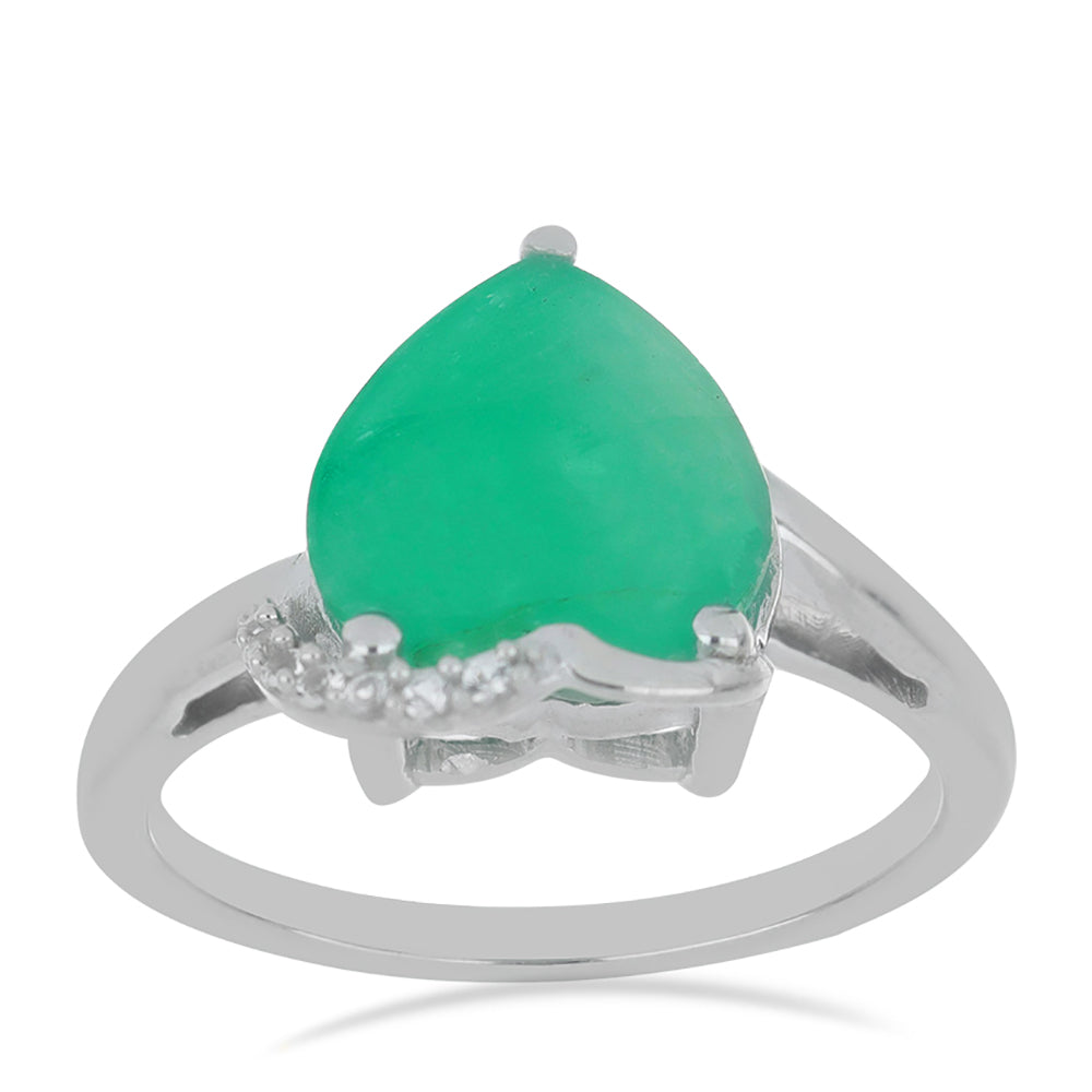 Anillo de Plata con Esmeralda de Brasil y Topacio Blanco