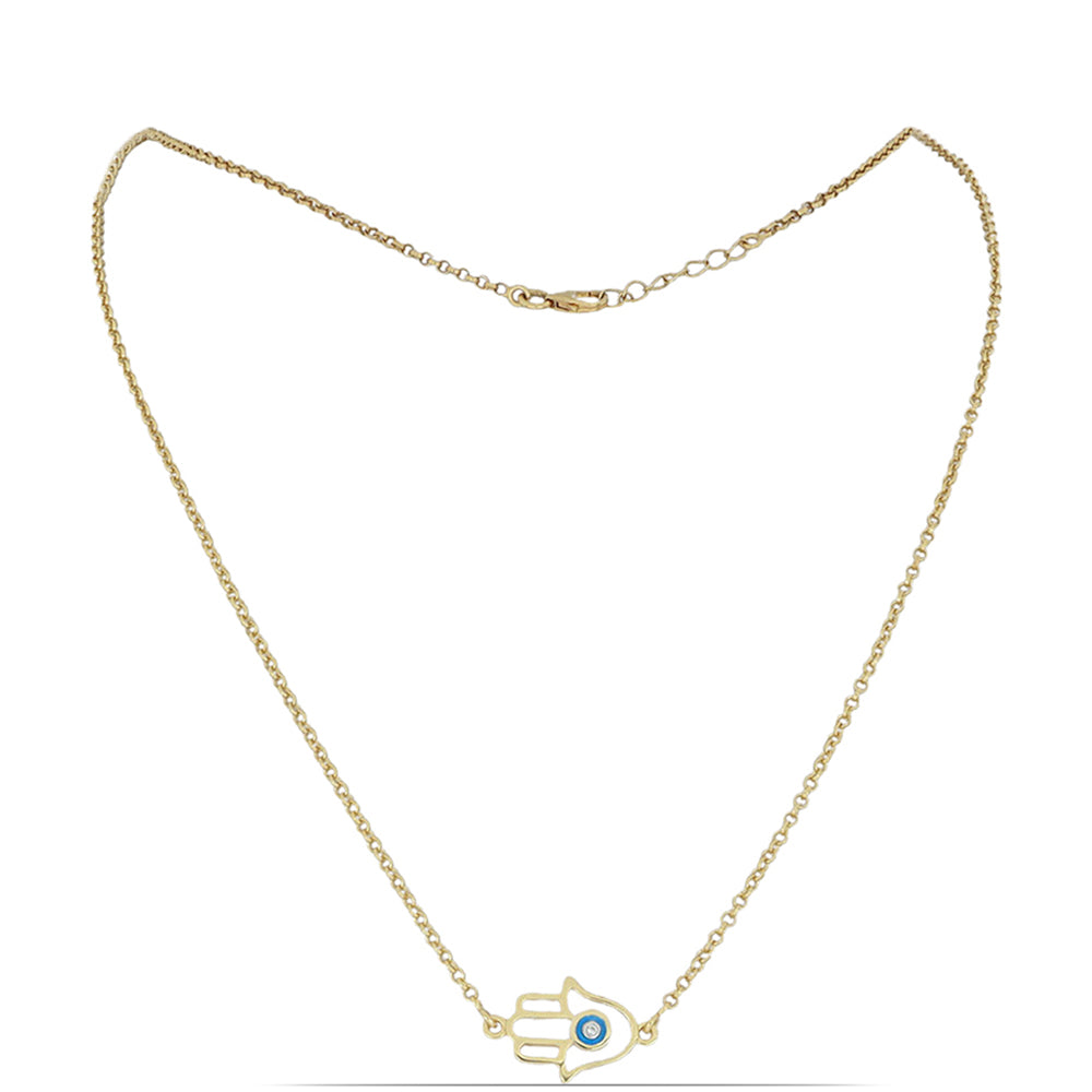 Collar de Plata Bañada en Oro con Esmalte y Topacio Blanco