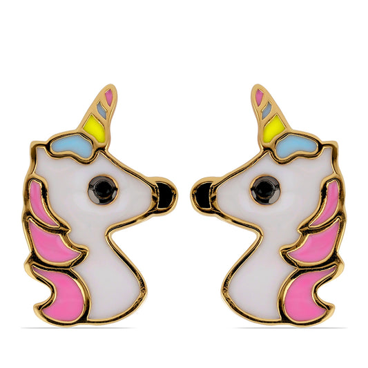 Pendientes de Plata Bañada en Oro con Esmalte y Espinela Negra de Badakhsha Gorno