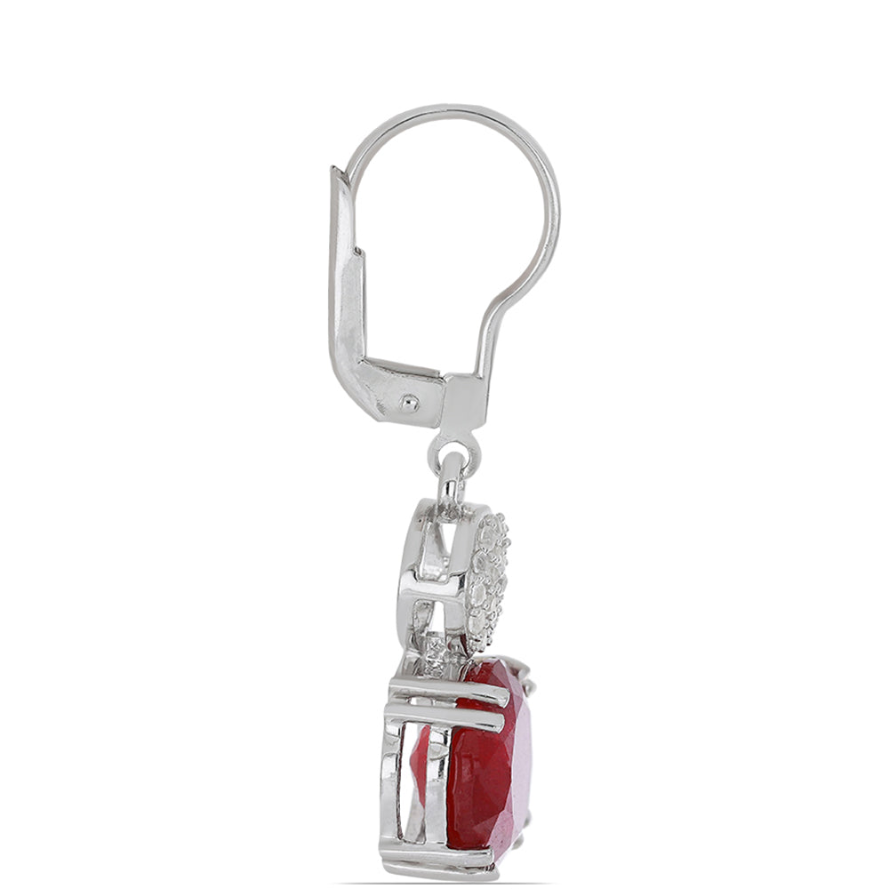 Pendientes de Plata con Rubí de Madagascar y Topacio Blanco