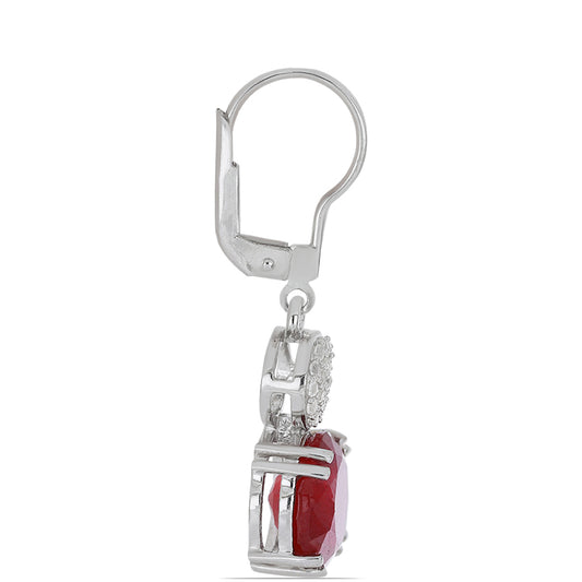 Pendientes de Plata con Rubí de Madagascar y Topacio Blanco