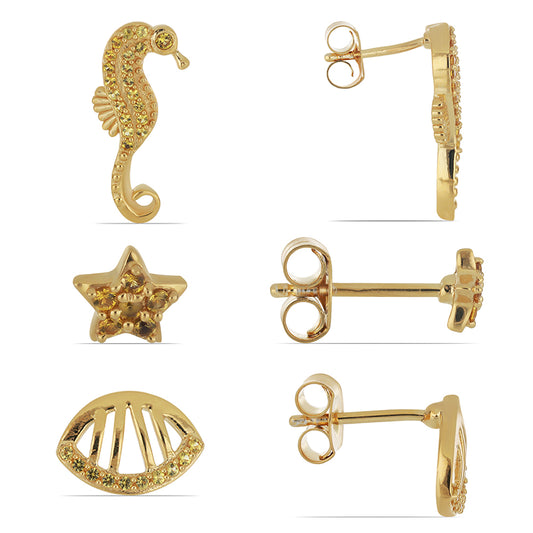 Conjunto de Plata Bañada en Oro con Citrino de los Montes Urales