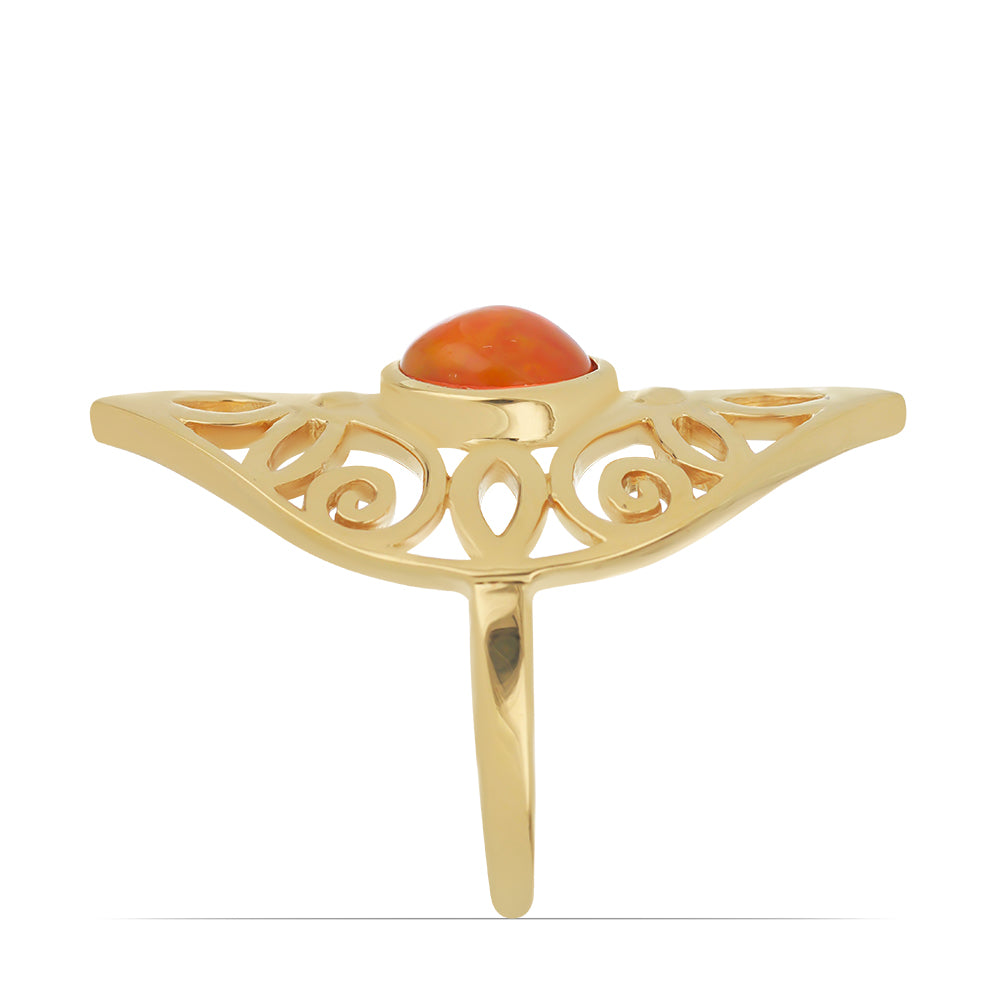 Anillo de Plata Bañada en Oro con Ópalo Naranja de Lega Dembi
