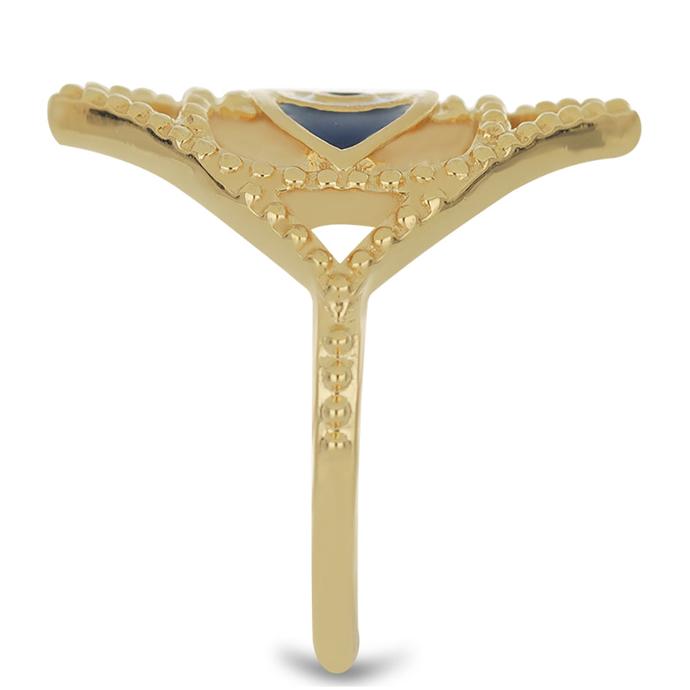 Anillo de Plata Bañada en Oro con Esmalte