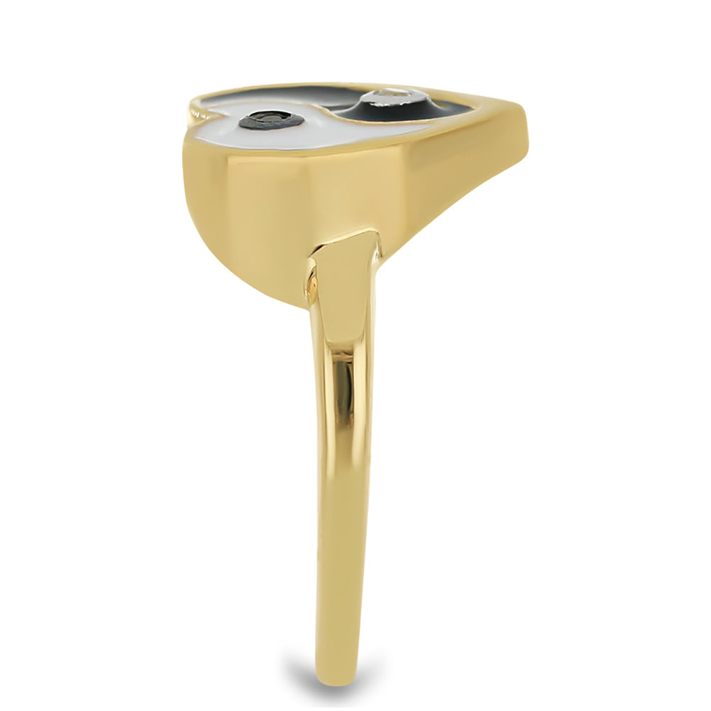 Anillo de Plata Bañada en Oro con Esmalte y Larimar