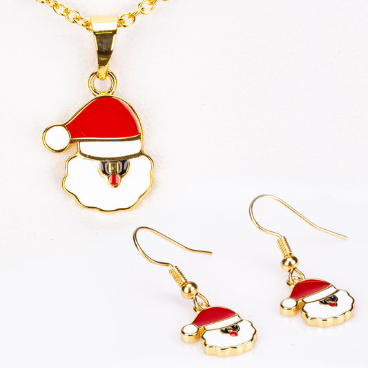 Conjunto de Aleación Bañado en Oro con Cristal Emporia® Rojo ( Collar +Pendientes +Colgante )