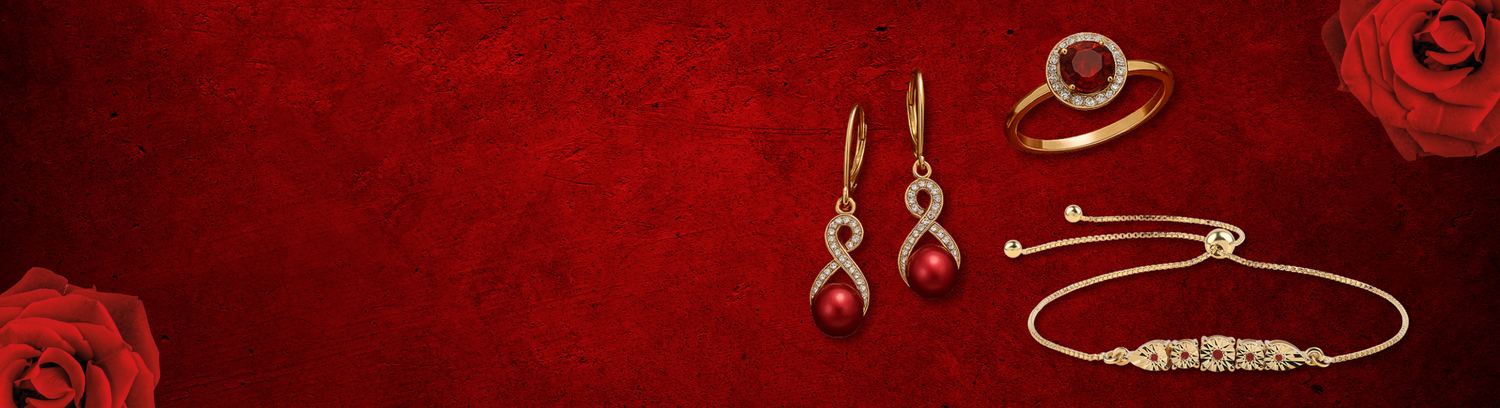 joyas con piedras rojas