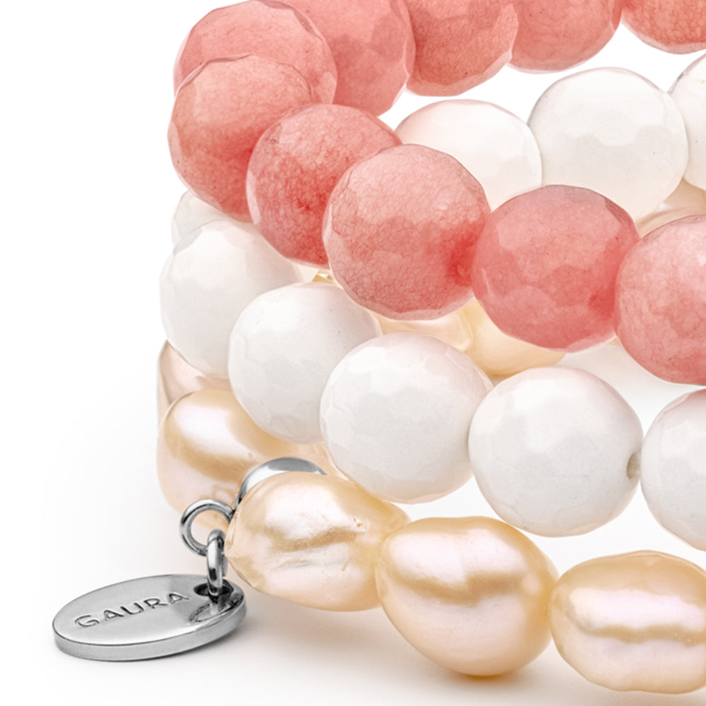 Pulsera con Perla de agua dulce rosa barroca y Madreperla 2 