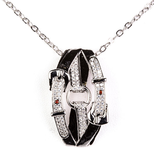 Conjunto de Aleación Bañado en Oro con Cristal Emporia® Blanco ( Collar +Pendientes +Colgante )