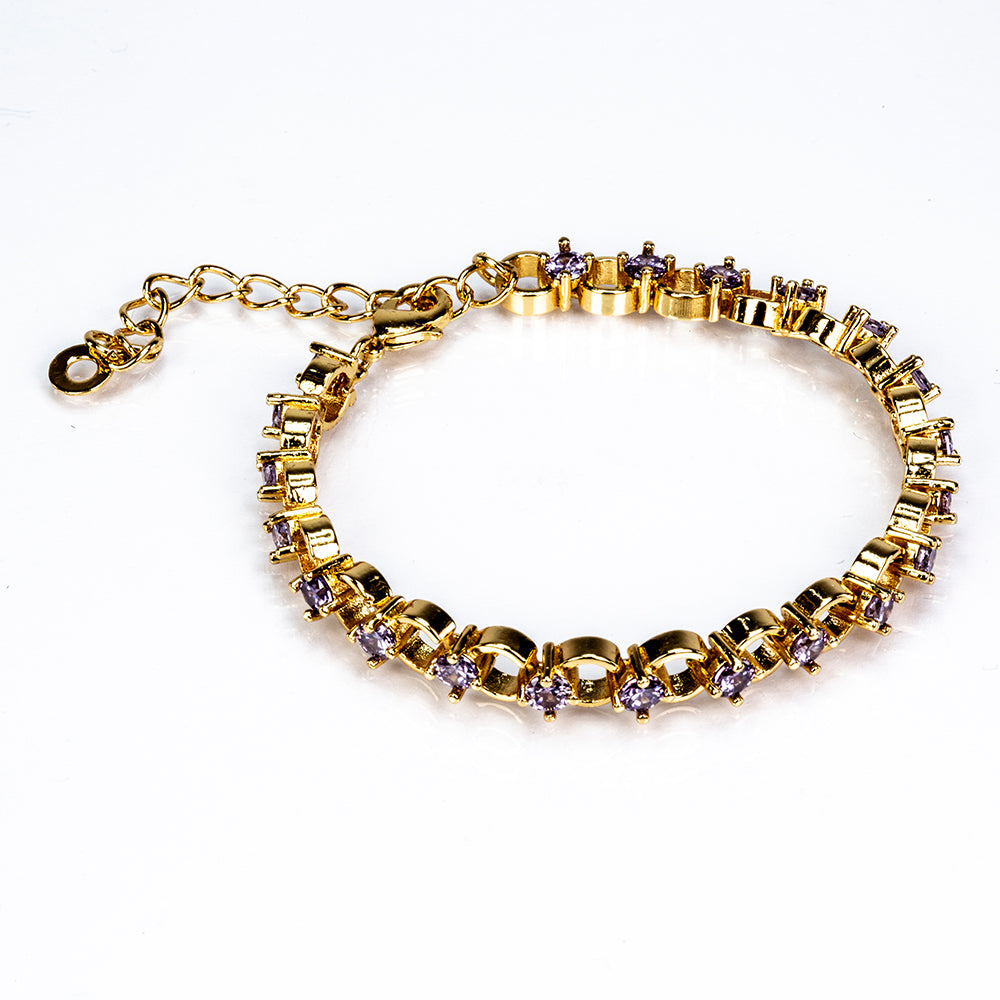 Pulsera de Aleación Bañado en Oro con Cristal Emporia® Azul 1 