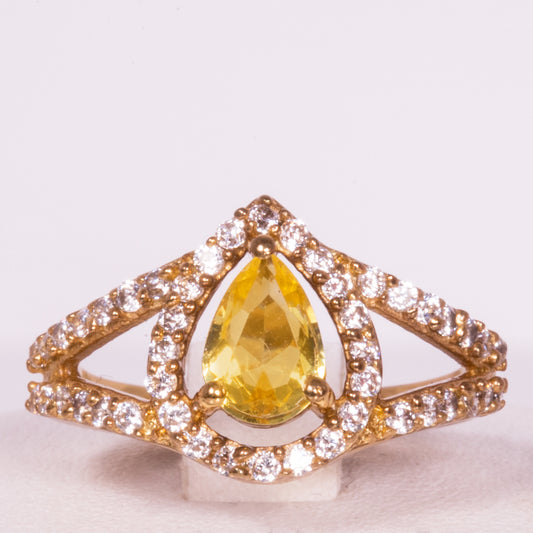 Anillo de Aleación Bañado en Oro con Cristal Emporia® Amarillo