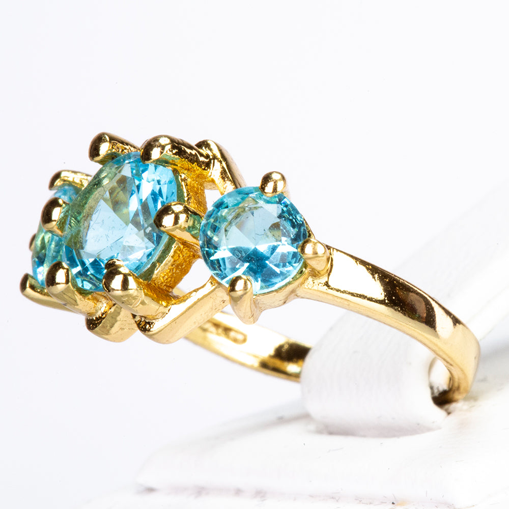 Anillo de Aleación Bañado en Oro con Cristal Emporia® Azul