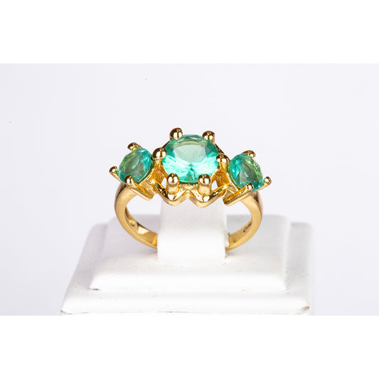 Anillo de Aleación Bañado en Oro con Cristal Emporia® Verde