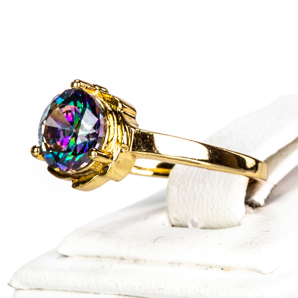 Anillo de Aleación Bañado en Oro con Cristal Emporia® Azul 2 