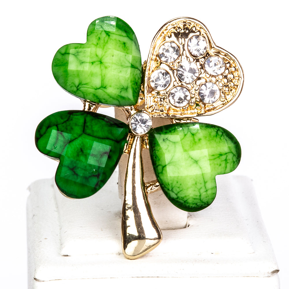 Broche de Aleación Bañado en Oro con Cristal Emporia® Verde y Cristal Emporia® Blanco 1 