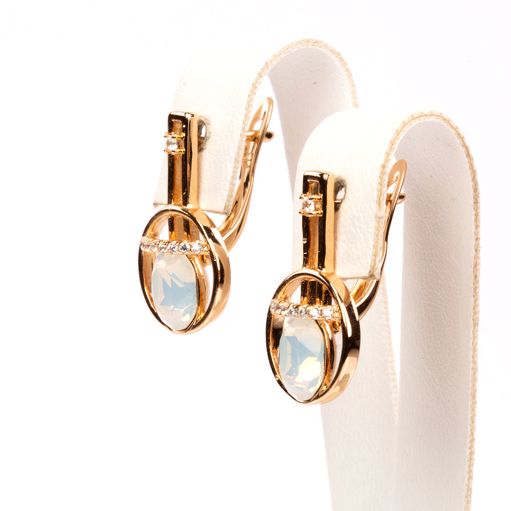 Pendientes de Aleación Bañado en Oro con Cristal Emporia® Blanco