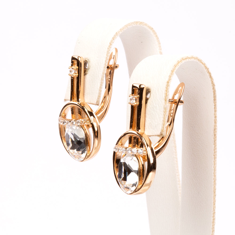 Pendientes de Aleación Bañado en Oro con Cristal Emporia® Blanco 2 