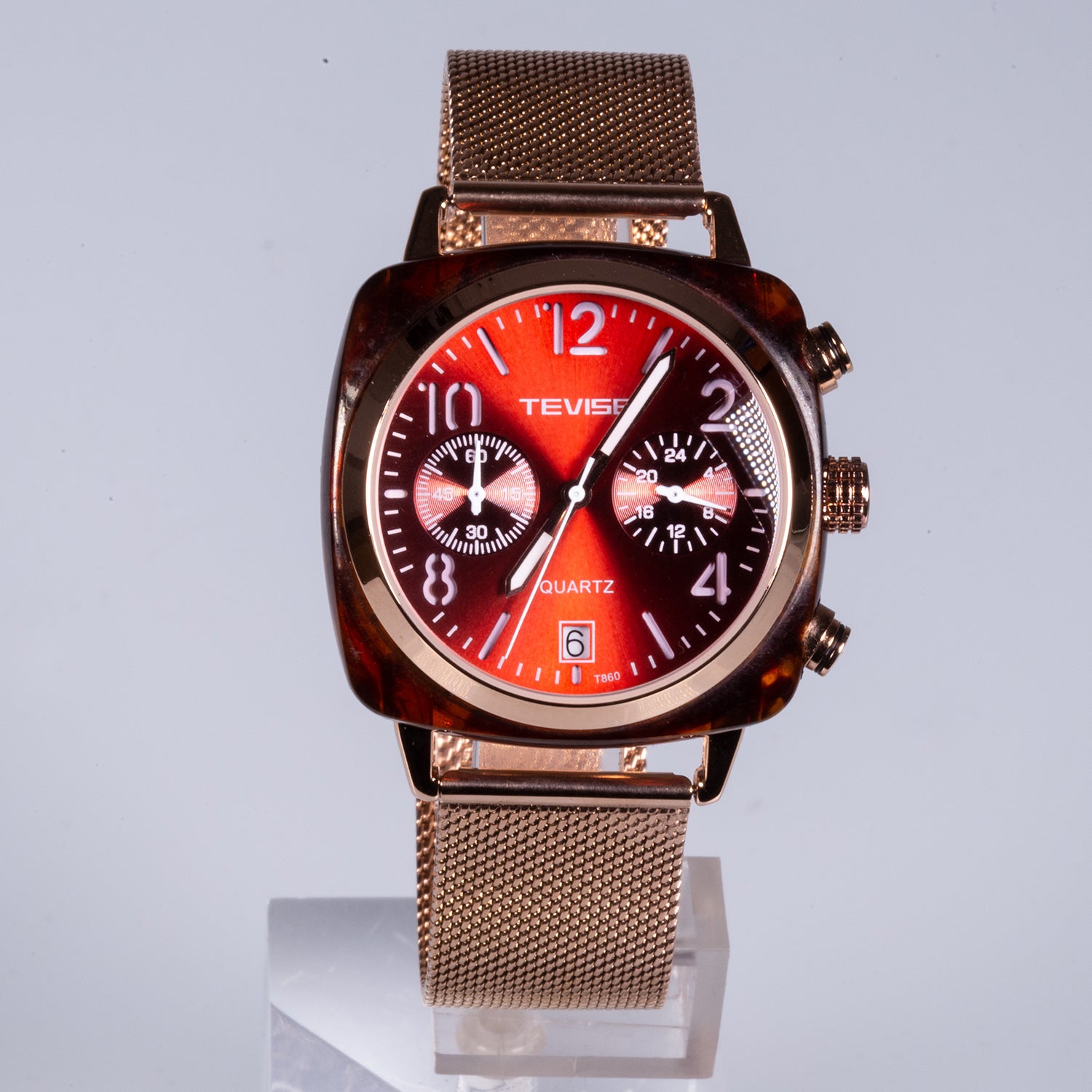 Reloj de Aleación Bañado en Oro con Cristal Emporia® Blanco 3 