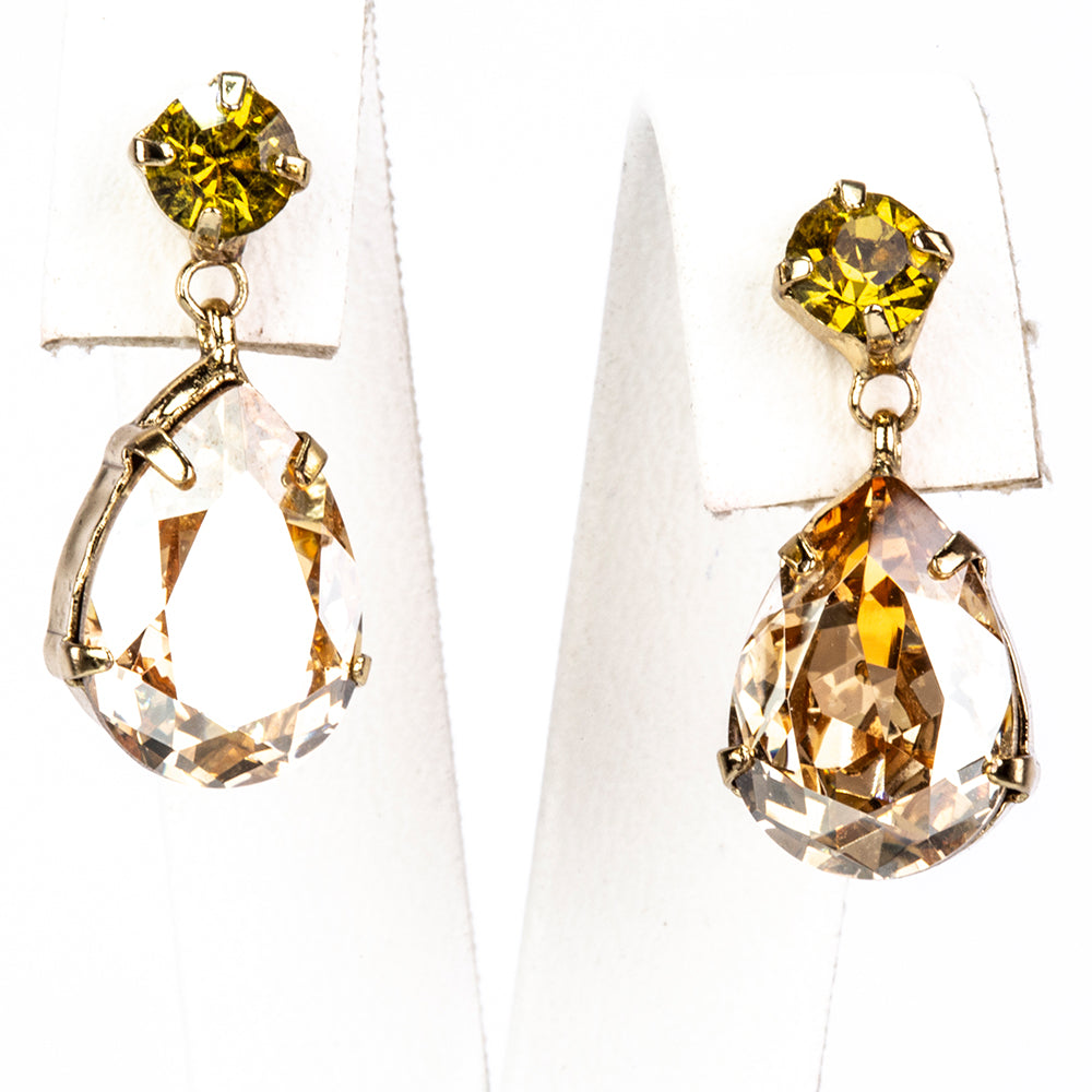 Conjunto de Aleación Bañado en Oro con Cristal Emporia® Amarillo y Cristal Emporia® Blanco ( Collar +Pendientes ) 7 