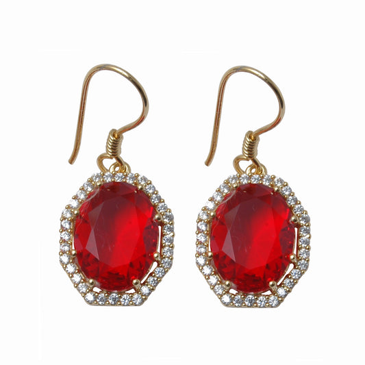 Pendientes de Aleación Bañado en Oro con Cristal Emporia® Rojo