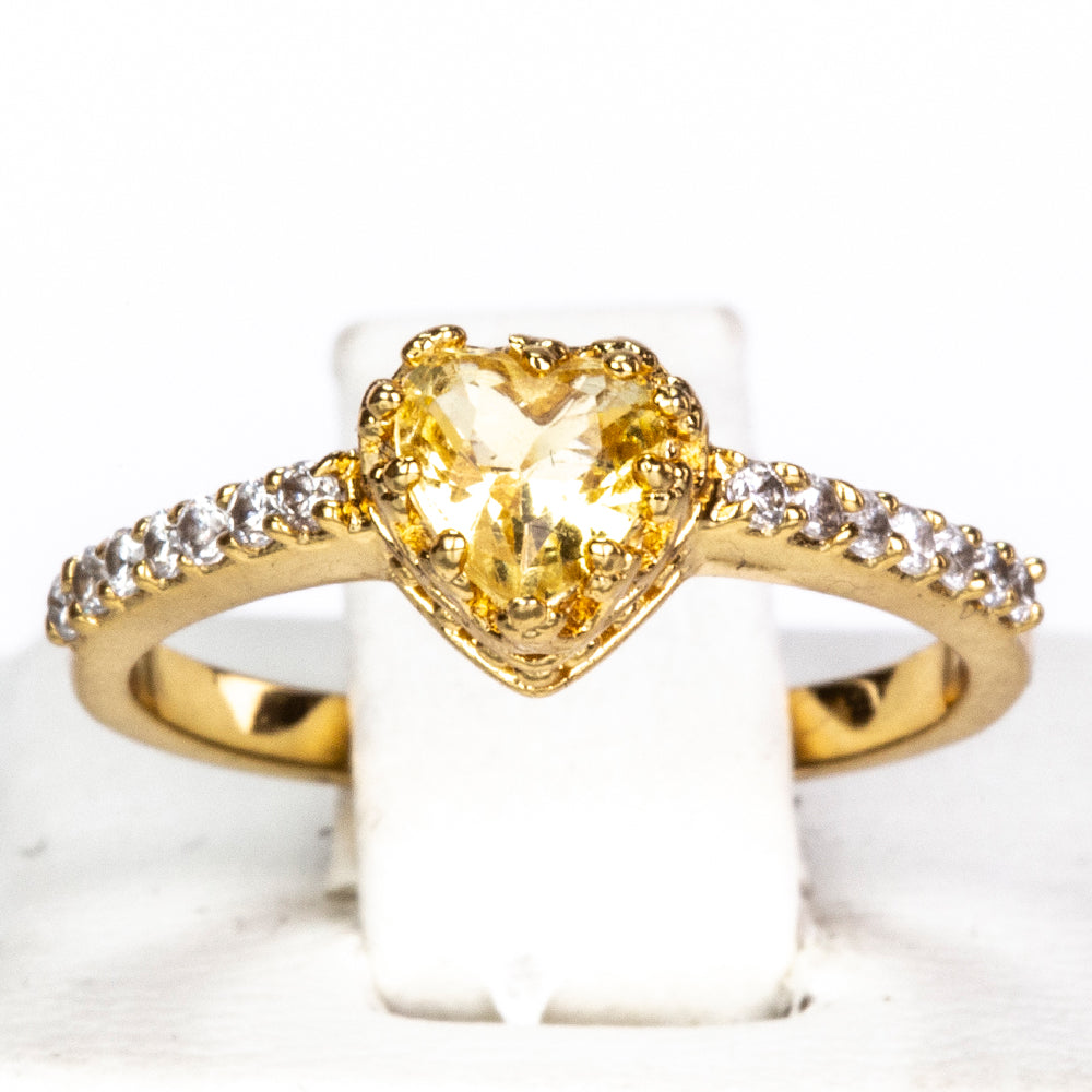 Anillo de Aleación Bañado en Oro con Cristal Emporia® Amarillo 1 