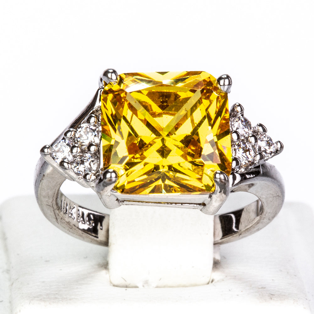 Anillo de Aleación Bañado en Oro con Cristal Emporia® Amarillo