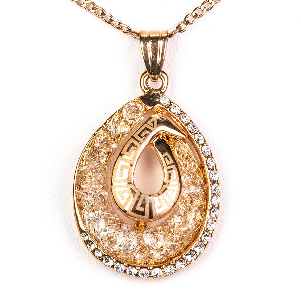 Conjunto de Aleación Bañado en Oro con Cristal Emporia® Blanco ( Collar +Pendientes ) 2 