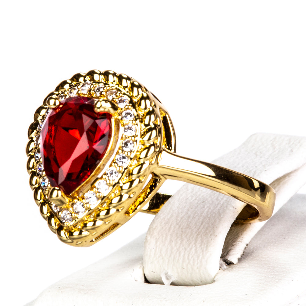 Conjunto de Aleación Bañado en Oro con Cristal Emporia® Rojo ( Collar +Pendientes +Anillo ) 5 
