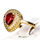 Conjunto de Aleación Bañado en Oro con Cristal Emporia® Rojo ( Collar +Pendientes +Anillo )