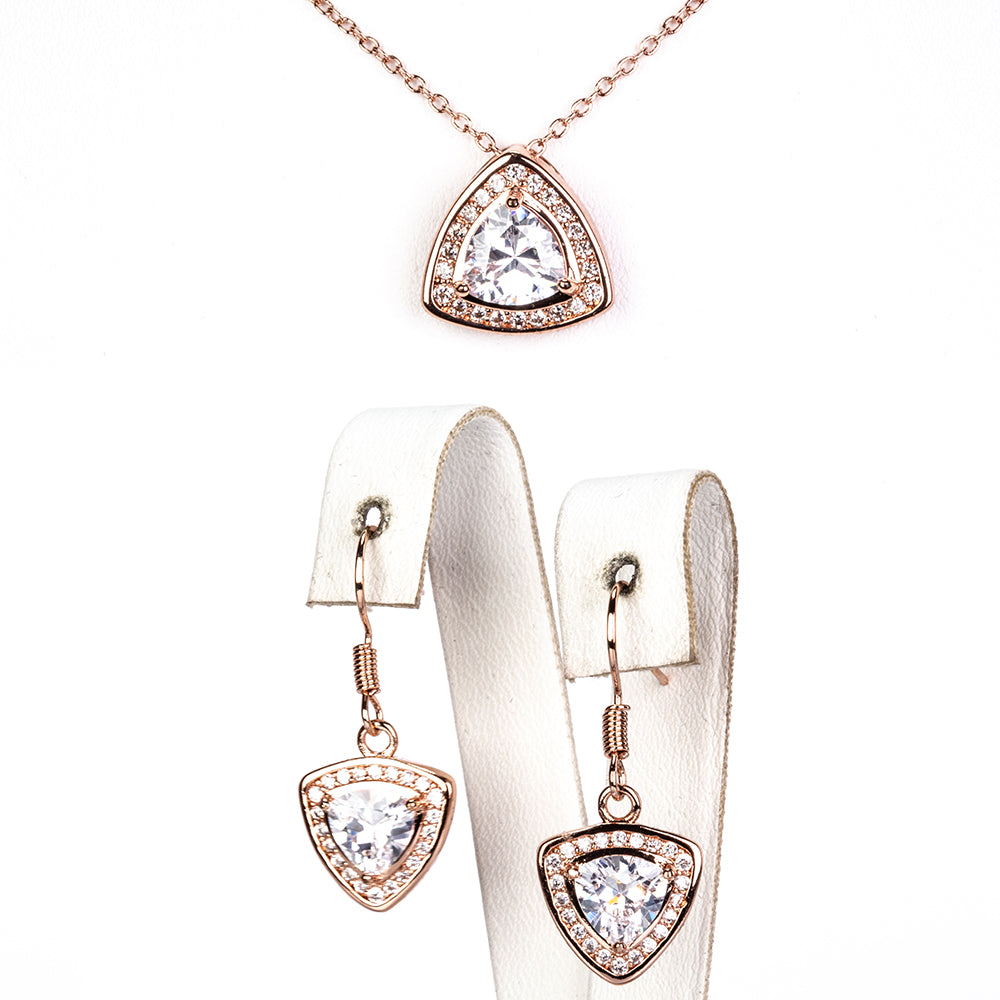 Conjunto de Aleación Bañado en Oro con Cristal Emporia® Blanco ( Collar +Pendientes ) 1 