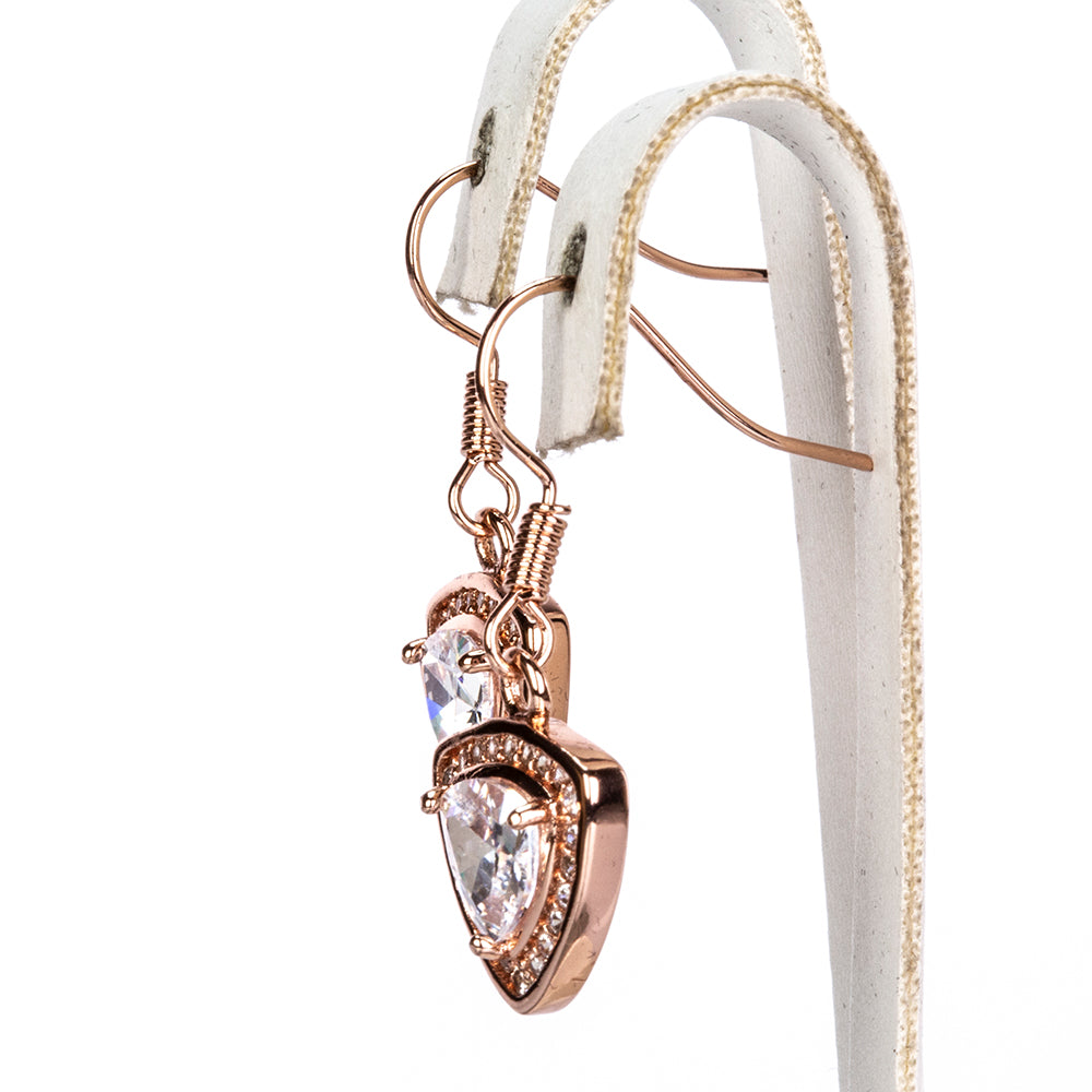 Conjunto de Aleación Bañado en Oro con Cristal Emporia® Blanco ( Collar +Pendientes )