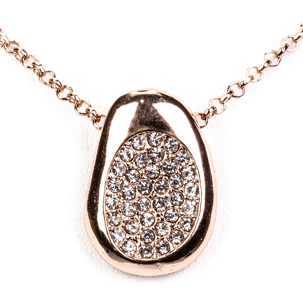Conjunto de Aleación Bañado en Oro con Cristal Emporia® Blanco ( Collar +Pendientes +Anillo ) 2 