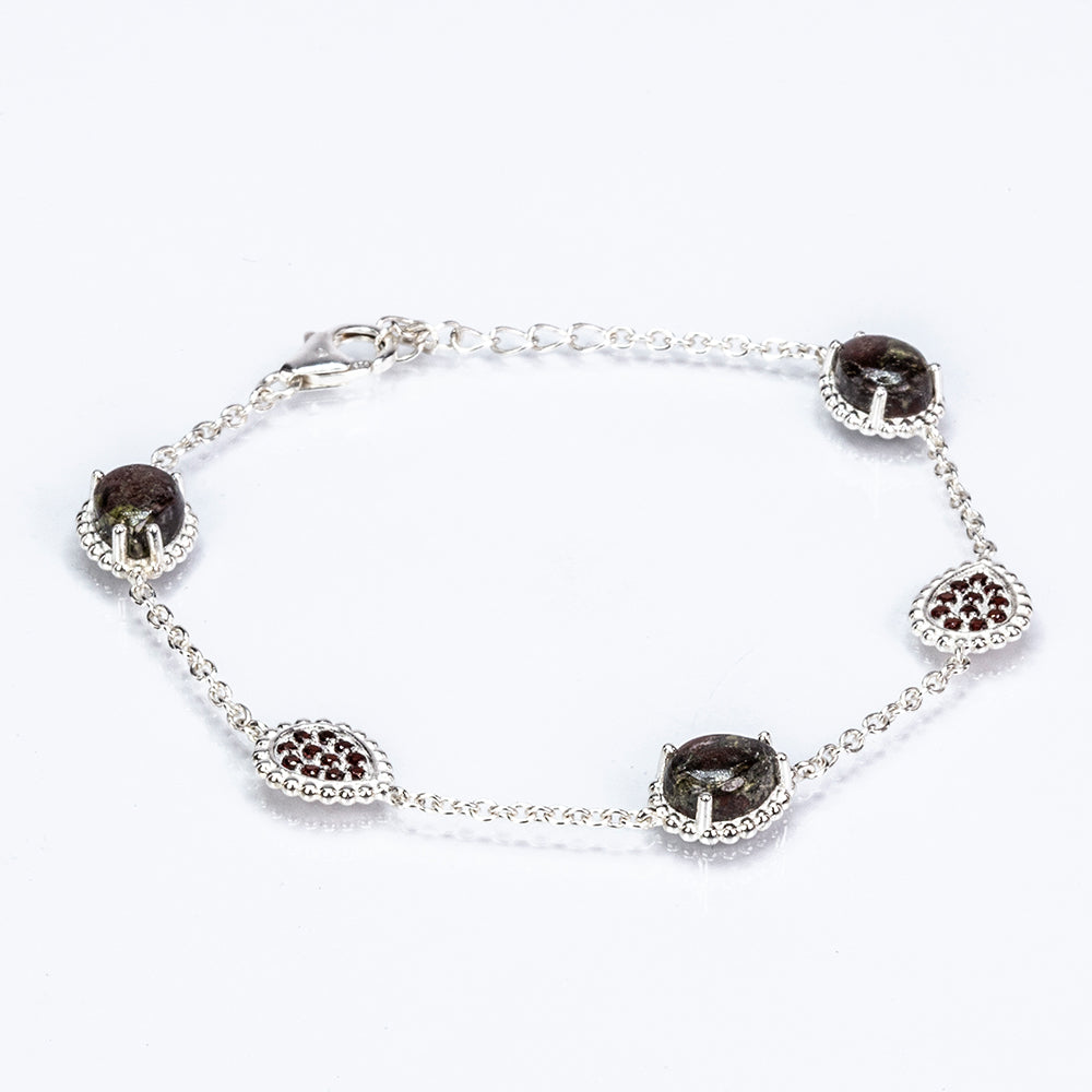 Pulsera de Plata con Granate Rodolita 3 