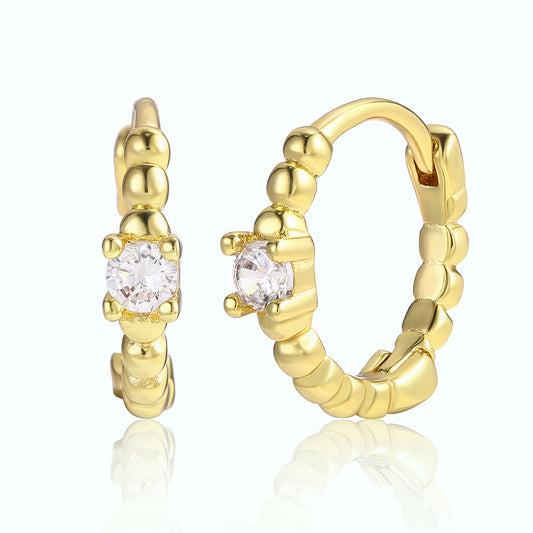 Pendientes de Aleación Bañado en Oro con Cristal Emporia® Blanco