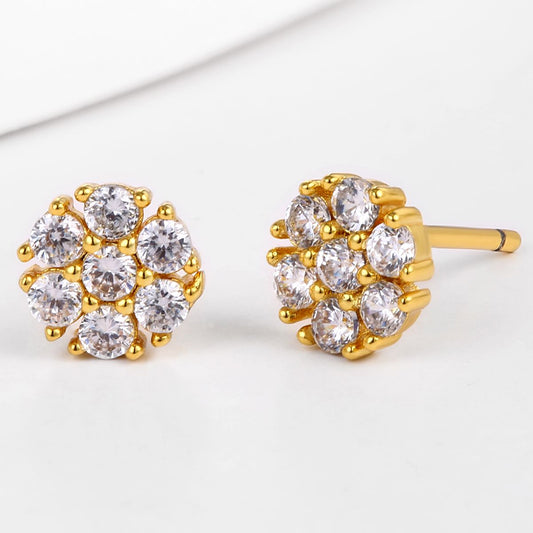 Pendientes de Aleación Bañado en Oro con Cristal Emporia® Blanco